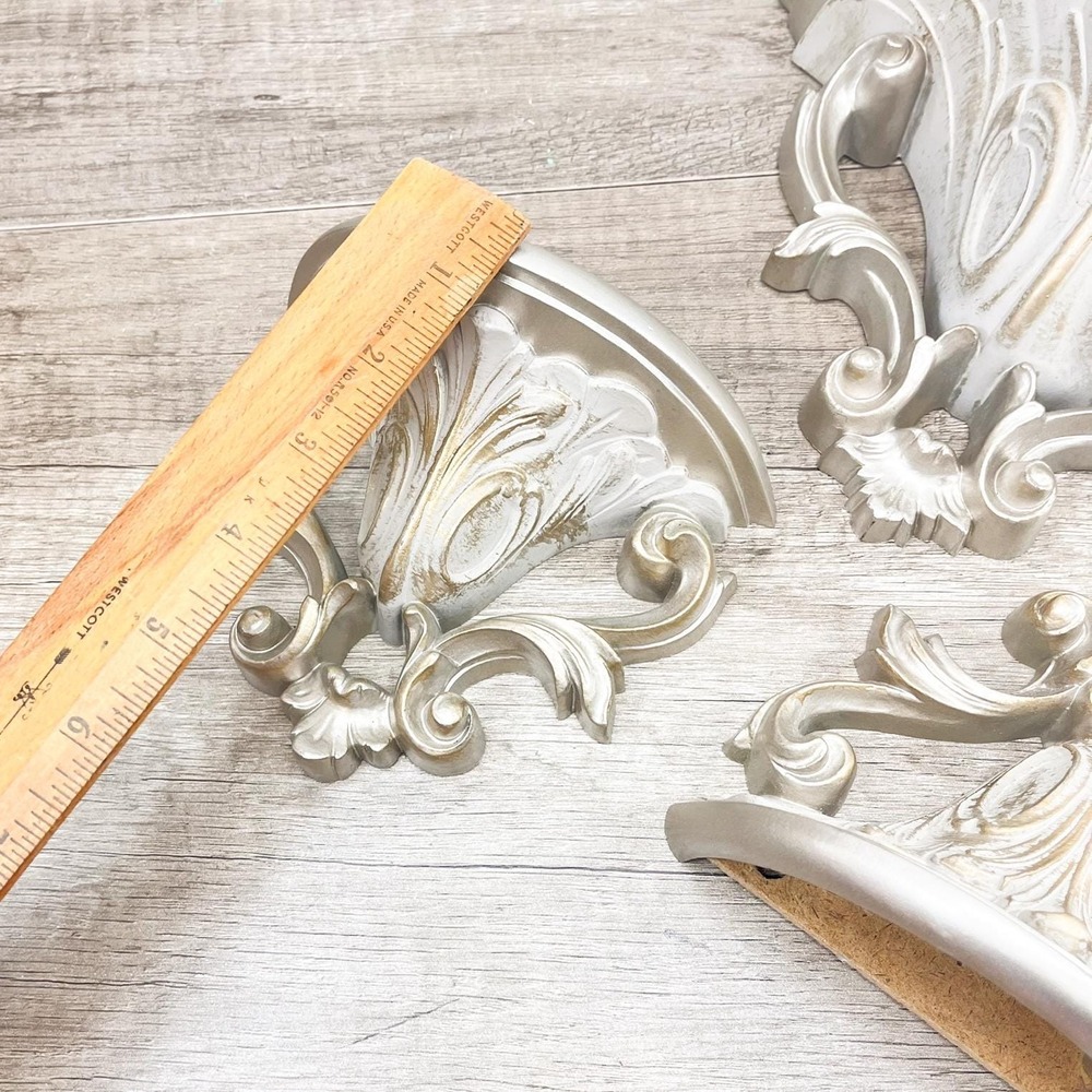 Ornate Gray Gold Wall Shelf Set – Vintage Gothic Burwood Decor - Picture 14 of 16